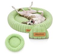 Petsen Panier Chien Rond Personnalisable avec Nom - Coussin Anti Stress en Peluche Douce, Lavable en Machine, Fond Antidérapant, pour Chiens et Chats (Vert Citron, XL 90)