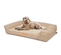 Petsen Personnalisé Lit pour Chien - Panier Lavable avec Gravure du Nom - Canapé Sofa (Velours Côtelé Beige, XXL)