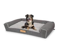 Petsen Personnalisé Lit pour Chien - Panier Lavable avec Gravure du Nom - Canapé Sofa (Velours Côtelé Gris, XXL)