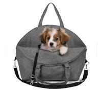 Petsen Sac de Transport pour Petit Chien Chat, Siège Auto, Lit pour Chien avec Matelas Coussin Amovible, Léger Caisse pour Voyage, Pochette de Voyage, Porte Chien (Gris)