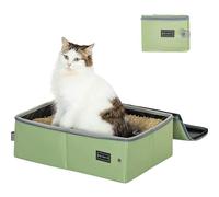 PETSFIT Bac à litière Portable avec Couvercle, Fond imperméable, boîte à litière zippée sur Le Dessus, bac à litière Standard pour Chat, étanche, léger, Vert, 40 cm x 30 cm x 12 cm