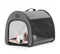 Petsfit Cage pour Chien Pliable pour Petits Chiens et Chats, Cage Chien à Domicile avec Design bombé, Caisse de Transport Chien avec Fermeture éclair Anti-Ouverture et Coussin en Peluche,S,Gris