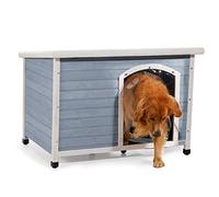 Petsfit Niche pour Chien avec Sol Amovible pour Un Nettoyage Facile, Niche isolée en Bois, Toit en Pente, Petit abri en cachette, 115,7x78,5x81,5cm