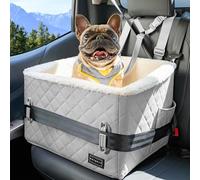 PETSFIT Panier Chien Voiture | Siège Auto Rehaussé 12,5cm | Transport Sécurisé Chien Chat Voiture | Boucles Brevetées | Adapté aux Petits Animaux ≤12kg, Gris Clair