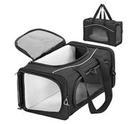 Petsfit Sac de Transport Démontable Lavable avec 2 Coussins pour Chien Chat - Caisse de Transport Pliable Bandoulière pour Voyage Avion, Voiture - S/Noir