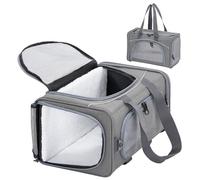 Petsfit Sac de Transport Démontable Lavable avec 2 Coussins pour Chien Chat - Caisse de Transport Pliable Bandoulière pour Voyage Avion, Voiture - S/Gris