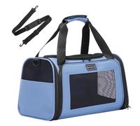 Petsfit Sac de Transport pour Chat et Petit Chien - Sac Transport Chat Léger avec Matelas Extensible et Sangle de Sécurité, Pliable et Aéré (S/Bleu)