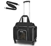 Petskd Sac de transport extensible à roulettes pour chats et chiens, 45,7 x 27,9 x 27,9 cm, approuvé par les compagnies aériennes, souple, fermeture éclair verrouillable et maille anti-rayures, noir