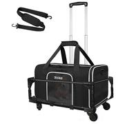 Petskd Sac de transport pour petit animal de compagnie 45,7 x 33 x 24,1 cm avec roues Approuvé par les compagnies aériennes, noir