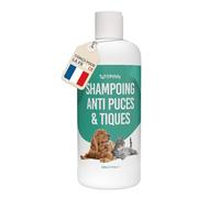 Petsly® Shampoing Anti Puces Chien Chat Chevaux -500ml- Élimine Puces & Tiques - pH Équilibré Peau Sensible, Nettoie, Apaise & Protège - Aloe Vera, Géraniol, Thé Vert, Camomile - Fabriqué en Allemagne