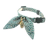 PetSoKoo Collier pour Chat avec Oreilles de Lapin et nœud Papillon, imprimé Arabesque Ancien, Porte-Bonheur Traditionnel Japonais. Sécurité échappée, léger, Doux, Durable