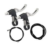 PETSOLA 1 Ensemble Levier de Frein Vélo Aluminium Poignée Câble Étrier Accessoire Poignée Montage Facile Adapté Vélo Route Montagne Pliant Pratique E, Argent