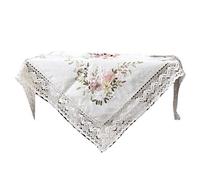 PETSOLA 1 Nappe Au Point De Croix Kit Imprimé Brodé Ronde Nappe Broderie - Blanc