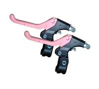 PETSOLA 2 Pièces Leviers de Frein pour Enfants Manettes de Frein Commandes de Vélo Pièces Détachées avec Ressort de Rappel pour Un Freinage Réactif Adaptés A, Noir et Rose