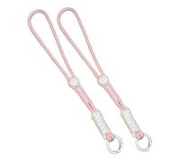 PETSOLA 2 Pièces Ski Gants Bracelet Lanière Elastique Détachable Cordon Réglable Pratique pour Sauvegarder Les Clés et Gants Convient Aux Sports d'hiver, Rose Blanc