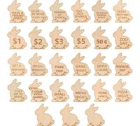PETSOLA 27 Pièces Lapin Œuf de Pâques Jetons Récompense Enfant Fiches Activités Jetons Réutilisables Bois Gravé Personnalisables avec Jetons à Colorer et , Lapin