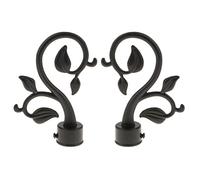 PETSOLA 2x Finition Décorative Pour Rideau De Fenêtre, Embout De Poteau, Extrémités De La Tige De Drapage, Tête Dia. Intérieur. 28mm - Noir, Feuille