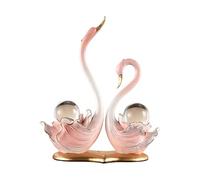 PETSOLA 2X Swan Statues Céramic Statue Lovers Sculpture Souvenir Cadeau pour La Table Maître, Rose