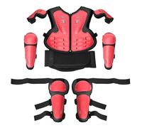 PETSOLA 5 Pièces Enfant Protection Armure Ensemble Gilet Coudières Genouillères Coque Externe PE Coussinage Mousse Sangles Élastiques Ajustables Confort