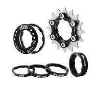 PETSOLA 7 Pièces Cassette Monovitesse Vélo Pignon Conversion Fixie Acier Inoxydable Léger Adaptateur Hub Convient pour Cyclisme de Montagne Réparation de Vélo, Le Noir