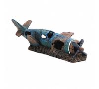 PETSOLA Accessoire Bassin Bateau Naufragé en Résine Texture Usée Ouvertures pour Exploration s Poissons, Gc0814 Avion