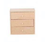 PETSOLA Armoire Miniature 1 12 Cabinet Poupée Meuble Bois Étagère Maquette Artisanale Non Peinte pour Customisation Peinture et Teinture Convient aux, Tiroir 3-Grilles