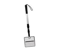 PETSOLA Bac à Litière en Métal pour Chat, Long Manche, sans Courbure du Dos, Facile à Tamiser, Bac à Litière Amovible pour Lapins, Noir