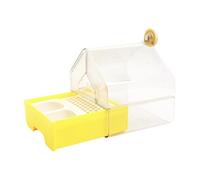 PETSOLA Bain d'oiseaux Suspendu avec Mangeoire et Douchette - Accessoires pour Animaux de Compagnie - Baignoire pour Oiseaux de Ferme pour Pinsons, Perruc, Jaune