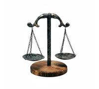 PETSOLA Balance Décorative en Métal Compacte Statuette Balance Rétro Décor Élégant Objet Déco Justice Métal pour Avocats, Bronze
