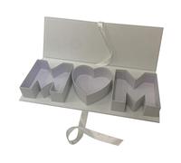 PETSOLA Boîte à Fleurs Vide En Forme de Lettre « Maman », Composition Florale, Coffret Cadeau Souvenir Créatif à Remplir pour La Fête Des Mères Ou Un Annivers, blanc
