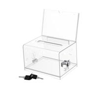 PETSOLA Boîte de Rangement Coffret Organisation de Cartes de Visite En Acrylique Résistant Serrure Intégrée Capacité Importante Utilisation Polyvalente Adapté , Transparent