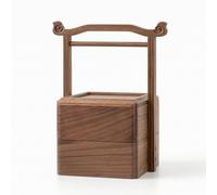 PETSOLA Boîte Table avec Poignée Style Rustique Boîte à Fruits En Bois Pratique Caisse à Fruits pour Bureau , Panier À Fruits En Noyer Noir D Amérique Du Nord Triple Couche