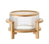 PETSOLA Bol Présentation sur Pied | Multifonctionnel, Élégant, Plateau à En Verre, pr, S, Rayé Couvercle