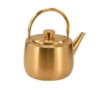 PETSOLA Bouilloire en Acier Inoxydable 304 Bouilloire de Cuisine Théière Casserole à Verser avec Couvercle Poignée Arche Induction 4000 Ml Convient pour Repas, Array, Or