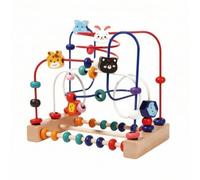 PETSOLA Boulier en Bois avec Animaux Pédagogique Labyrinthe à Perles Labyrinthe Perles pour Crèche