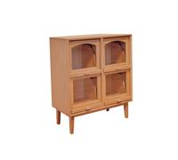 PETSOLA Buffet Miniature avec Compartiments Rétro Armoire Miniature avec Tiroirs Réaliste Meuble Poupée pour Collectionneurs, Bois Clair Huilé