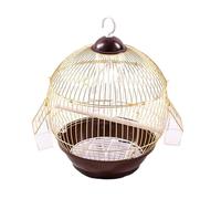 PETSOLA Cage à Oiseaux avec Support, Cage Sphérique Suspendue en Métal, Cage D'intérieur pour Animaux de Compagnie, Nid pour Perroquet avec Mangeoire, des, Or