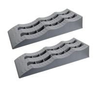 PETSOLA Cale de Roulotte Rampe de Nivellement Bloc pour Pneus Traction Améliorée Profil à Trois Marches Polypropylène Adaptée au Stationnement de Véhicule Récréatif Camping Déplacements, Gris