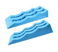PETSOLA Cale de Roulotte Rampe de Nivellement Bloc pour Pneus Traction Améliorée Profil à Trois Marches Polypropylène Adaptée au Stationnement de Véhicule Récréatif Camping Déplacements, Bleu