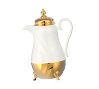 PETSOLA Carafe Café Arabica Pot Cafetière Isotherme Théière Thermique Polyvalente Conception Élégante PP Silicone Doublure Verre Convient pour Service Réunion, or Blanc