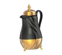PETSOLA Carafe Café Arabica Pot Cafetière Isotherme Théière Thermique Polyvalente Conception Élégante PP Silicone Doublure Verre Convient pour Service Réunion, or Noir