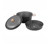 PETSOLA Casserole Vapeur Portable Grande Capacité En Aluminium Résistant à la Ensemble de Cuisine En Aluminium pour Pique-Nique, Casserole De Cuisson À La Vapeur Intégrée 7,5L Grande Capacité