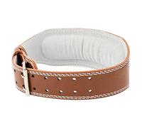 PETSOLA Ceinture de Musculation avec Double Boucle Métallique Accessoire D'Accompagnement D'Haltérophilie Soutien Lombaire Résistance Accrue En Cuir PU Adapté, brun, s