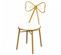 PETSOLA Chaise de Maquillage à Dossier Nœud Design Moderne Tabouret de Vanité Doré Assise Rembourrée Confortable Petit Fauteuil de Chambre pour Femmes, Filles, Blanc, Cuir Papillon
