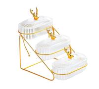 PETSOLA Commode à Fruits à étages avec Support pour Fruits Secs, Plateau de Service pour Amuse-gueules, Bols pour Fruits Secs, Cupcakes, Noix et Autres, Clair, 3 Couches