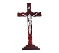 PETSOLA Crucifix Mural Croix En Bois Jésus Sculpture Figurine Chrétienne Collection Décoration Murale Croix Religieuse Statue Catholique Cadeau Dévot Adapté P, Jésus Blanc 34x17.5cm