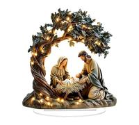 PETSOLA Décoration Crèche de Jésus 2D Ornement Maison Citrouille Panneau Scène de La Nativité Table Décoratif Acrylique pour Centre de Table Rustique S, 17.6 Cm X 20 Cm
