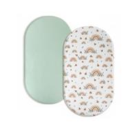 PETSOLA Drap Housse Berceau en Coton Drap Bébé Drap Berceau Drap Matelas Élastique 360 Ajustement Complet Antidérapant Tissu Aéré Entretien Aisé Adapté aux, Arc-en-ciel Vert, 133-71-22cm