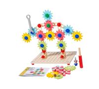 PETSOLA Engrenages En Bois, Jeux de Construction, Blocs de Construction, Cadeaux D'anniversaire Colorés