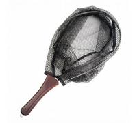PETSOLA Épuisette Pliable Épuisette Pêche Filet Pliable Filet d'Atterrissage Manche Bois Léger Maille Fine Réduisant l'Effort Structure Métal Fiable Poids 197, Noir, Noir